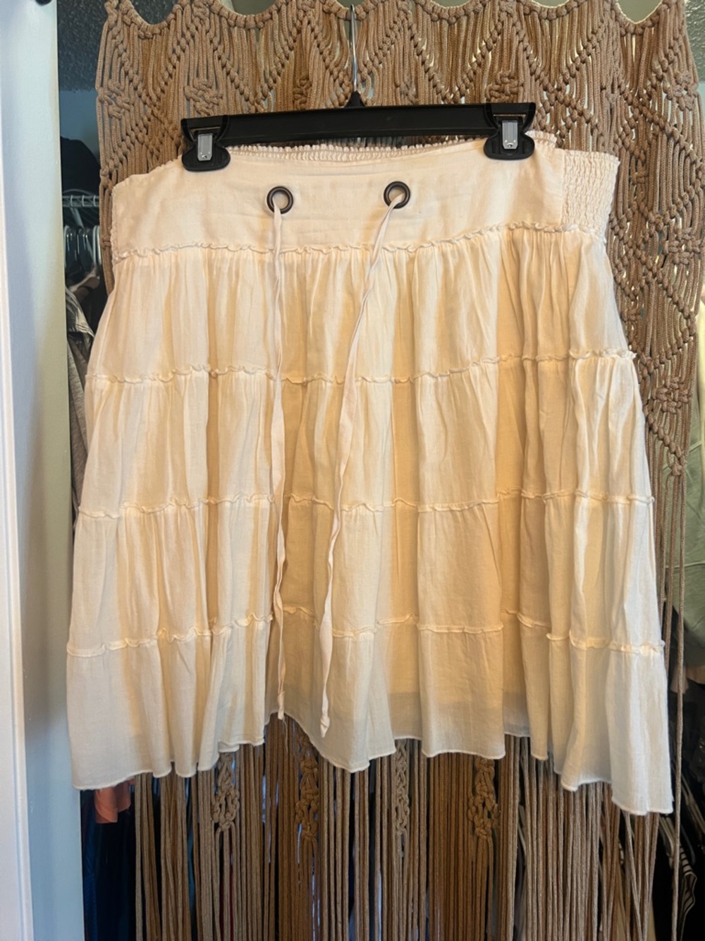 Maurices Cream Tiered Drawstring Skirt